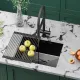 Кухонная мойка Roxen Uno 560210-54B-GR графит/текстурная PVD покрытие с ролл-матом и дозатором