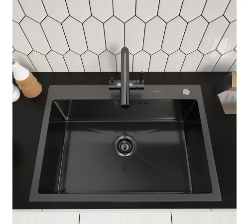 Кухонная мойка ARFEKA ECO AR 700*500 BLACK PVD NANO DECOR MILLET GRAINS