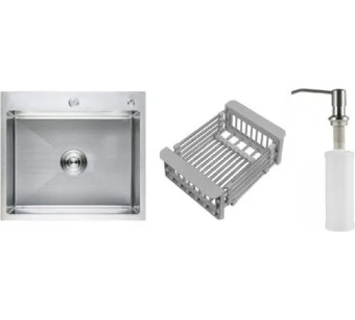 Кухонная мойка Schtoff Best Premium Silver 5550 + коландер KR-1 GREY + дозатор SD-1 SILVER