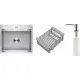 Кухонная мойка Schtoff Best Premium Silver 5550 + коландер KR-1 GREY + дозатор SD-1 SILVER