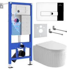 Унитаз подвесной Roxen Royal Matt в комплекте с инсталляцией StounFix Dual Fresh 6 в 1 968213 кнопка: хром глянцевый