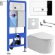 Унитаз подвесной Roxen Royal Matt в комплекте с инсталляцией StounFix Dual Fresh 6 в 1 968213 кнопка: хром глянцевый