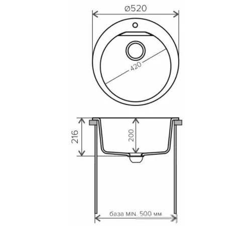 Кухонная мойка Polygran Atol-520 песочный 302