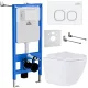 Унитаз подвесной Roxen Antares в комплекте с инсталляцией StounFix Dual Fresh 6 в 1 533395 кнопка: белый глянец