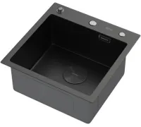Кухонная мойка ARFEKA ECO AR 450*450 POP-UP BLACK PVD NANO DECOR настольная