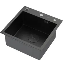 Кухонная мойка ARFEKA ECO AR 450*450 POP-UP BLACK PVD NANO DECOR настольная