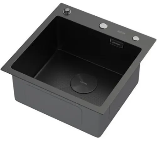 Кухонная мойка ARFEKA ECO AR 450*450 POP-UP BLACK PVD NANO DECOR настольная