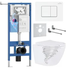 Унитаз подвесной Roxen Antares Tornado в комплекте с инсталляцией StounFix Dual Fresh 6 в 1 868640 кнопка: брашированное золото матовая