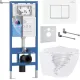 Унитаз подвесной Roxen Antares Tornado в комплекте с инсталляцией StounFix Dual Fresh 6 в 1 868640 кнопка: брашированное золото матовая