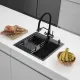 Кухонная мойка ARFEKA ECO AR мойка 500*500, коландер, дозатор BLACK DECOR MILLET GRAINS