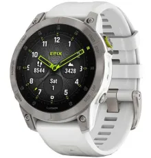 Умные часы Garmin Epix Sapphire Gen 2 серебристый титан/белый