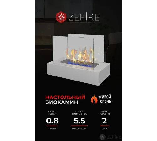 Биокамин ZeFire Galea белый