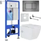 Унитаз подвесной Roxen Cube Bidet One Rimless 6 в 1 StounFix Dual Fresh 623444 оружейная сталь/металл