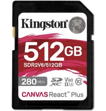 Карта памяти Kingston Canvas React Plus SDXC 512GB SDR2V6/512GB