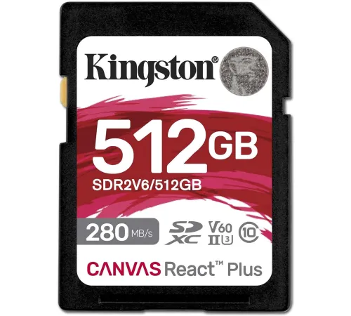 Карта памяти Kingston Canvas React Plus SDXC 512GB SDR2V6/512GB