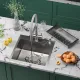 Кухонная мойка Roxen Simple 560220-50-GR сатин/текстурная с коландером и дозатором