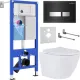 Унитаз подвесной Roxen Antares One Rimless 6 в 1 StounFix Dual Fresh 642915 чёрное стекло