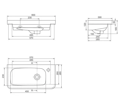 Умывальник CeraStyle Noura VB004H52U00