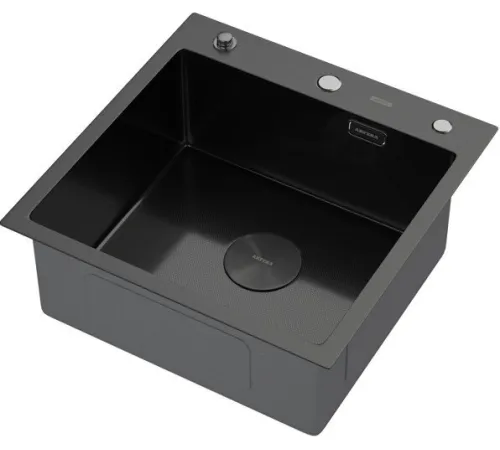 Кухонная мойка ARFEKA ECO AR мойка 500*500 POP-UP, коландер F, дозатор BLACK DECOR MILLET GRAINS