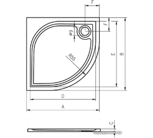 Душевой поддон Riho Kolping закругленный 90x90 [DB14]