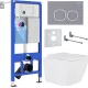 Унитаз подвесной Roxen Cube в комплекте с инсталляцией StounFix Dual Fresh 6 в 1 966383 кнопка: серый бетон