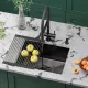 Кухонная мойка Roxen Uno 560210-54B-V графит/текстурная PVD покрытие с ролл-матом и дозатором