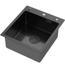 Кухонная мойка ARFEKA ECO AR 450*500 POP-UP BLACK PVD NANO DECOR VOLCANIC ROCK