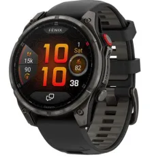 Умные часы Garmin Fenix 8 Pro 47 мм серый, черный силиконовый ремешок
