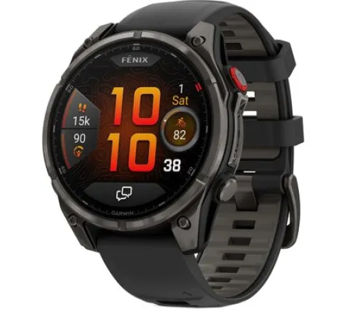 Умные часы Garmin Fenix 8 Pro 47 мм серый, черный силиконовый ремешок
