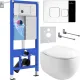 Унитаз подвесной Roxen Egg в комплекте с инсталляцией StounFix Dual Fresh 6 в 1 964100 кнопка: хром глянец
