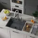 Кухонная мойка Roxen Stage 560250-60B PVD графит c держателем для ножей, двумя коландерами, разделочной доской и дозатором