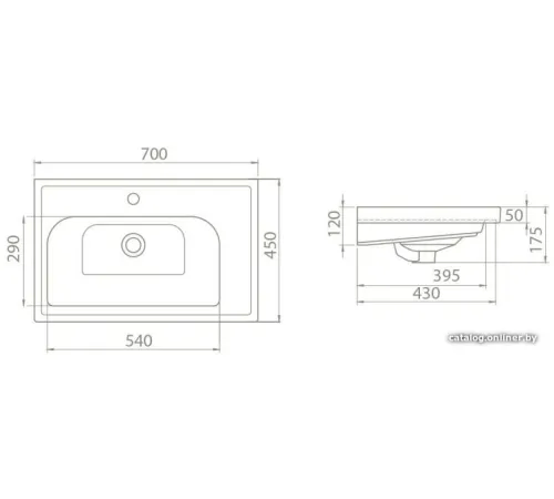 Умывальник CeraStyle Frame 70 031100-u