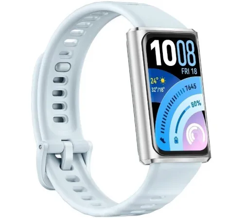 Фитнес-браслет Huawei Band 11 Pro серебристый, с голубым силиконовым ремешком, международная версия