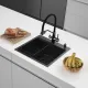 Кухонная мойка ARFEKA ECO AR мойка 500*500, коландер F, дозатор BLACK DECOR