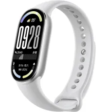 Фитнес-браслет Xiaomi Smart Band 10 серебристый, с белым силиконовым ремешком, международная версия