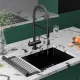 Кухонная мойка Roxen Uno 560210-54B-GR графит/текстурная PVD покрытие с ролл-матом и дозатором