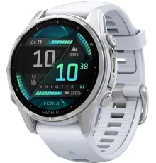 Умные часы Garmin Fenix 8 43мм серебристый, белый ремешок