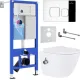 Унитаз подвесной Roxen Antares Bidet в комплекте с инсталляцией StounFix Dual Fresh 6 в 1 942567 кнопка: хром глянец