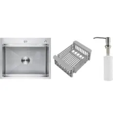 Кухонная мойка Schtoff Best Premium Silver 6050 + коландер KR-1 GREY + дозатор SD-1 SILVER