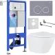 Унитаз подвесной Roxen Antares 530185-02 в комплекте с инсталляцией StounFix Dual Fresh 6 в 1 966055 кнопка: серый бетон