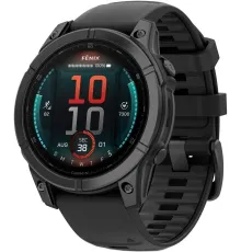Умные часы Garmin Fenix E 47мм серая сталь, черный силиконовый ремешок