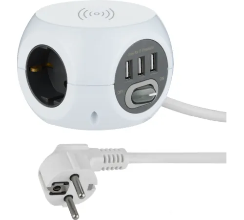 Сетевой фильтр Electraline 62079 1.5 м, черный