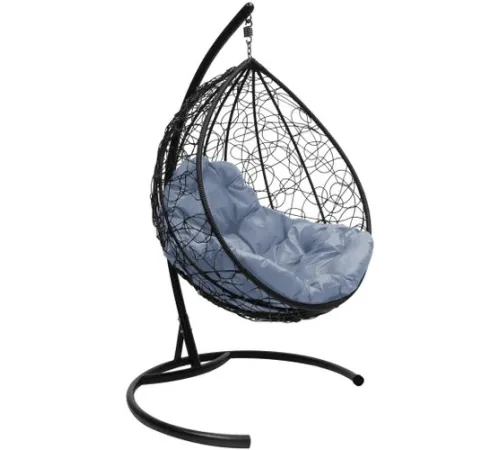 Подвесное кресло M-Group Капля 11020409 черный ротанг/серая подушка