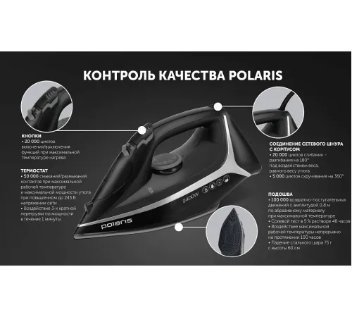 Утюг Polaris PIR 2483K 3m черный/серебристый