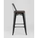 Стул Stool Group Tolix Wood со спинкой YD-H765E-W LG-01 черный глянцевый/темное дерево