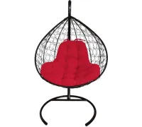 Подвесное кресло M-Group XL 11120406 черный ротанг/красная подушка