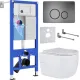 Унитаз подвесной Roxen Porto One Rimless 6 в 1 StounFix Dual Fresh 627320 оружейная сталь/металл