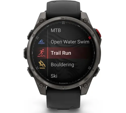 Умные часы Garmin Fenix 8 Pro 47 мм серый, черный силиконовый ремешок