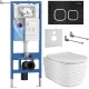 Унитаз подвесной Roxen Vine Tornado в комплекте с инсталляцией StounFix Dual Fresh 6 в 1 979015 кнопка: черный матовый
