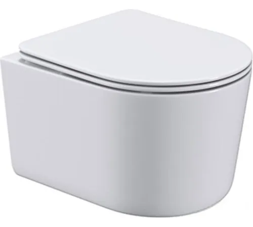 Унитаз подвесной Roxen Simple Compact в комплекте с инсталляцией StounFix Dual Fresh 6 в 1 913681 кнопка: хром глянец
